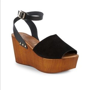 Seychelles Suede ankle strap wedges